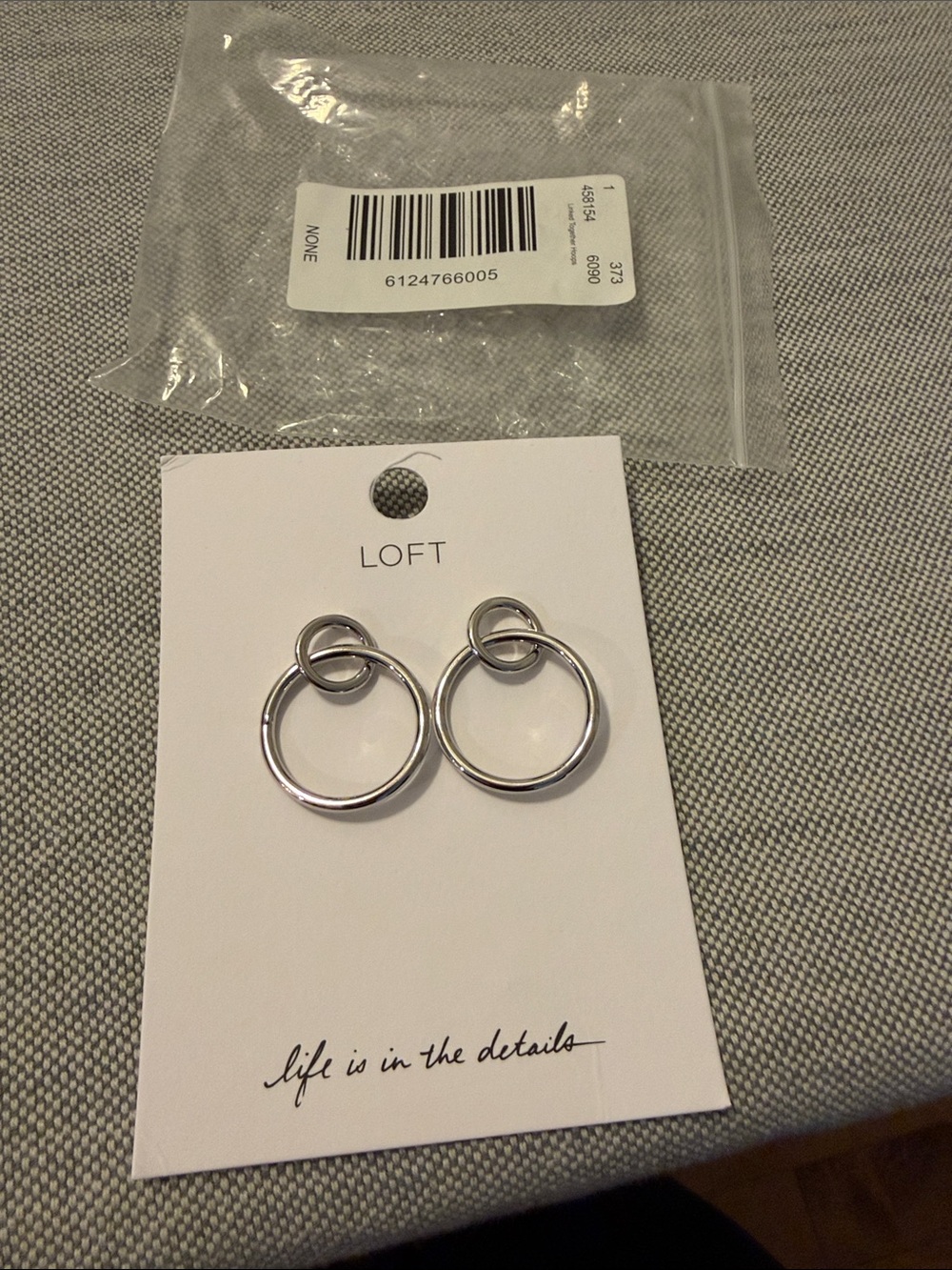 LOFT Silver Linked Hoop Drop Earrings